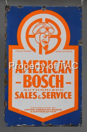 American-Bosch Authorized Sales & Service w/Logo Porcelain Sign