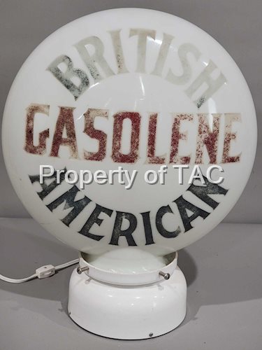 British American Gasolene OPE Milk Glass Globe
