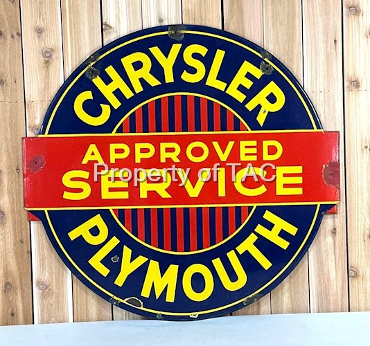 Chrysler Plymouth Approved Service Porcelain Dealership Sign