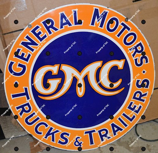 GMC General Motors Trucks & Trailers Porcelain Sign