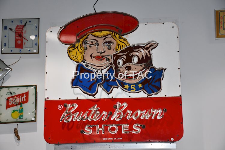Buster Brown Shoes w/Logo Porcelain Neon Sign