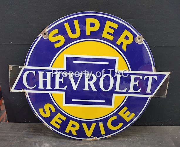 Chevrolet Super Service Double Sided Porcelain Sign