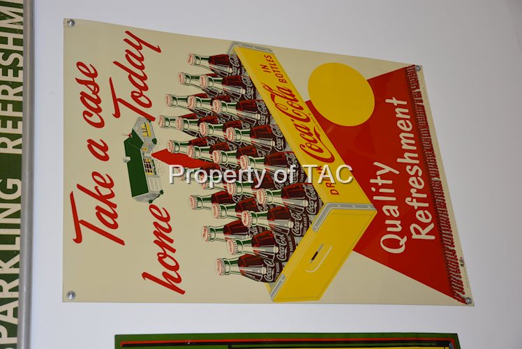 Coca-Cola "Take a case home today" Quality Refreshment with home and case graphics