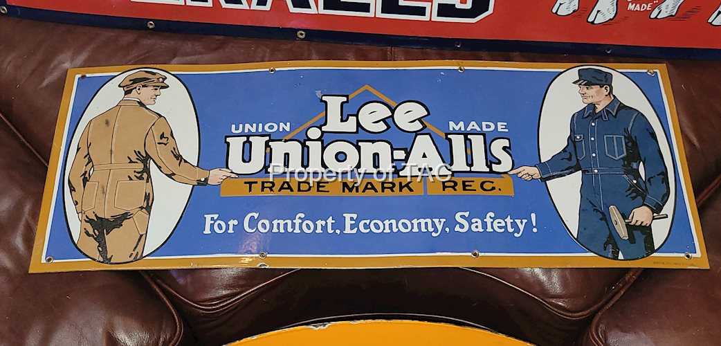 Lee Union Made Union-Alls Single Sided Porcelain Sign