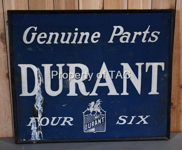 Durant Four/Six Genuine Parts w/Logo Metal Smaltz Painted Sign