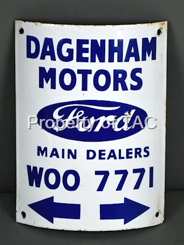 Ford Dagenham Motors Curved Porcelain Sign