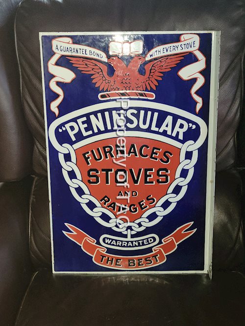 Peninsular Furnaces Stoves and Ranges Porcelain Flange Sign