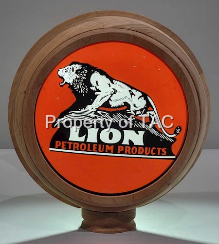 Rare Lion Petroleum Products w/Lion on Rock 9" Single Globe Lens