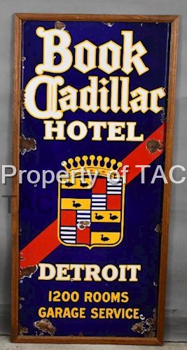 Book Cadillac Hotel w/Crest Porcelain Sign