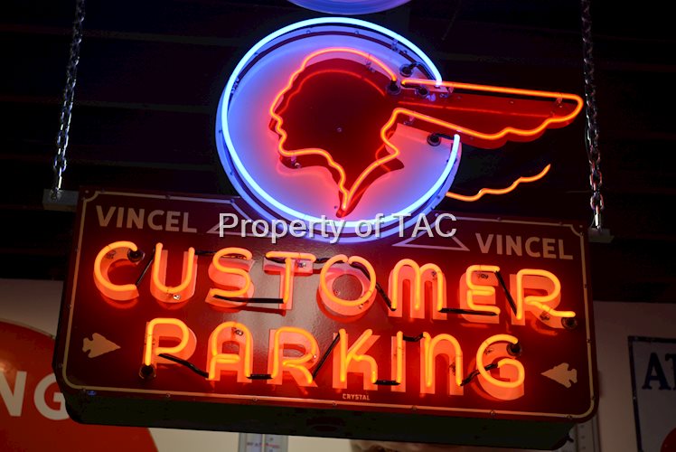 (Pontiac) Customer Parking Vincel Porcelain Neon Sign