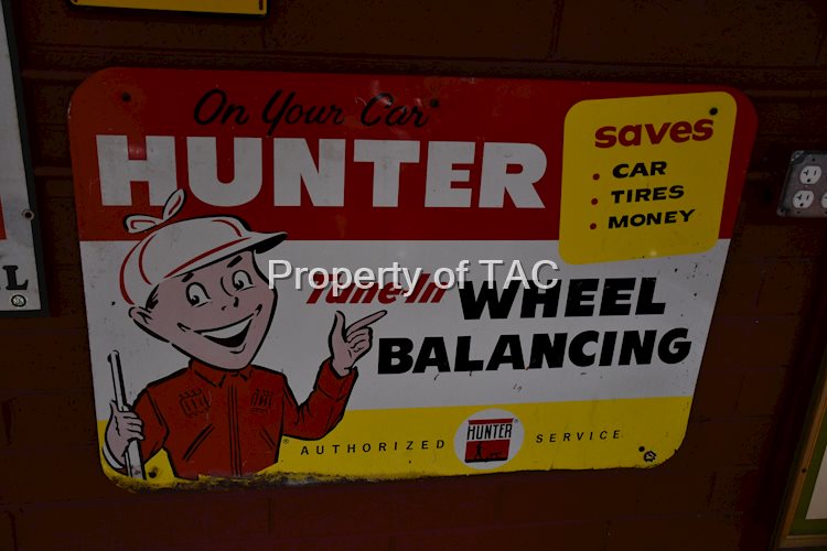 Hunter Wheel Balancing w/Logo Metal Sign