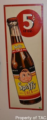 Spiffy Cola w/bottle logo sign