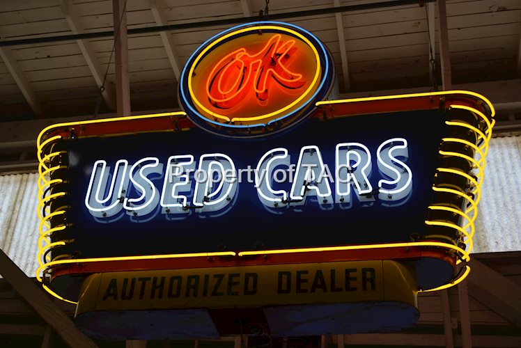 (Chevrolet) OK Used Cars Authorized Dealer Porcelain Neon Sign
