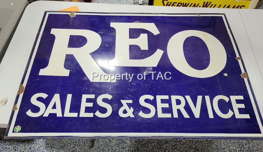 REO Sales & Service Porcelain Sign