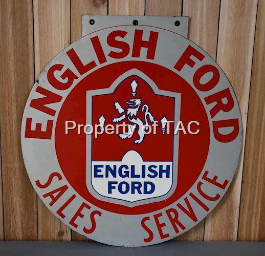 English Ford Sales Service w/Logo Metal Sign