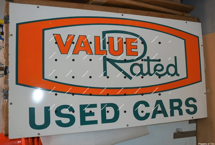 (Oldsmobile) Value Rated Used Cars Porcelain sign
