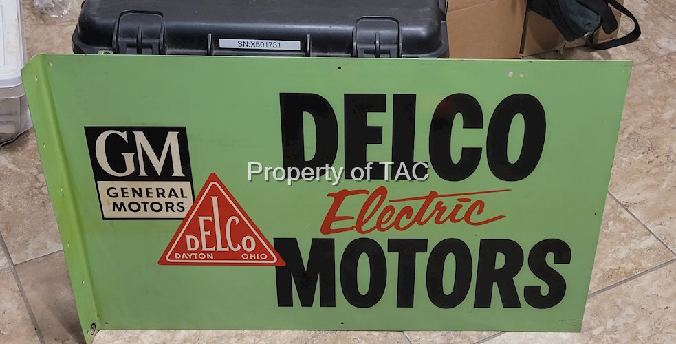 GM Delco Electric Motors w/Logos Metal Flange Sign