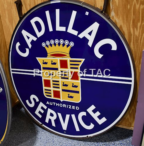 Cadillac Authorized Service w/Crest Logo Porcelain Sign
