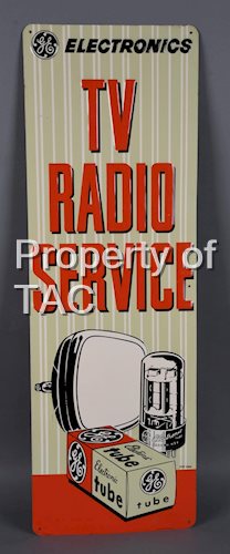 GE Electronics TV Radio Service Metal Sign
