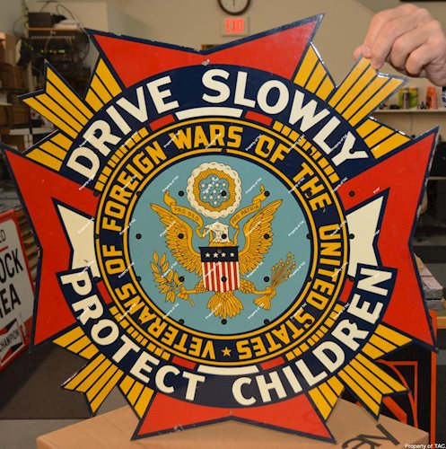 VFW Drive Slowly Protect Children Metal sign