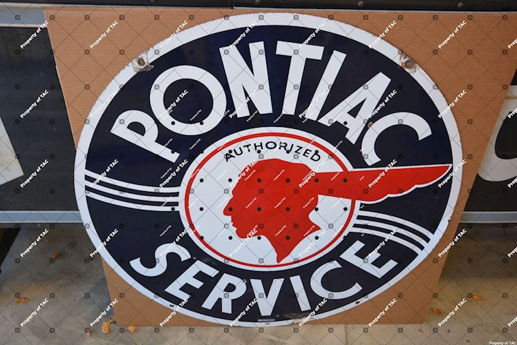 Pontiac Service w/wavy lines & full feather logo sign
