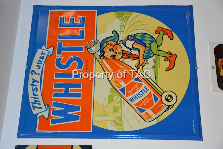Whistle with Elf wheeling bottle on cart