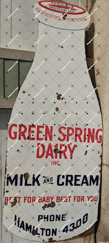 Green Spring Dairy Milk and Cream SSP Single Sided Porcelain Bottle Sign