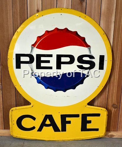 Pepsi w/Bottle Cap Logo Keyhole Metal Sign w/Privilege Panel