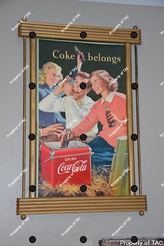 Drink Coca-Cola Coke belongs" cardboard poster in original frame"
