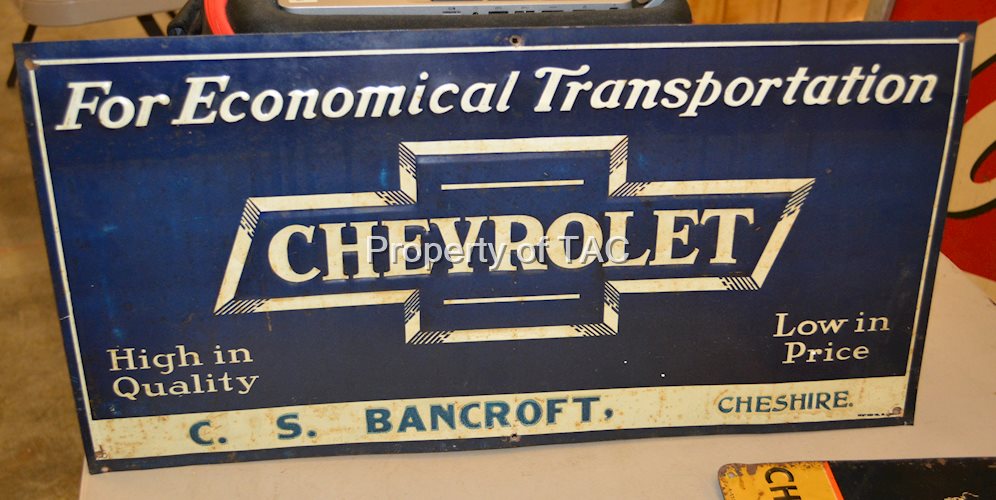 Chevrolet in Bowtie "for Economical Transportation" Metal Sign