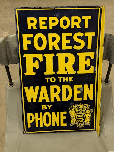 Report Forest Fire to the Warden By Phone DSP Double Sided Porcelain Flange Sign New Jersey