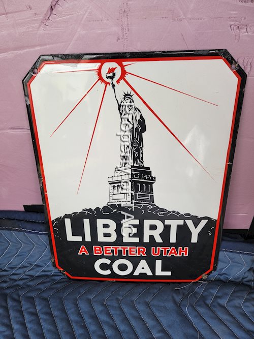 Liberty Coal w/Statue of Liberty Logo Porcelain Sign