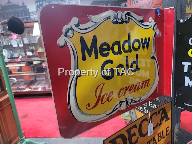 Meadow Gold Ice Cream Metal Flange Sign