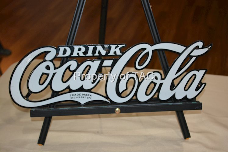 Drink Coca-Cola w/Trade Mark in Tail Porcelain Sign