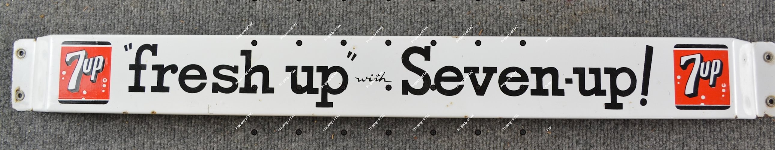 7up fresh up" with Seven-up! Porcelain Door Push"