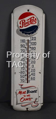Pepsi-Cola "More Bounce to the Ounce" Metal Thermometer