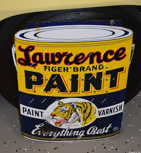 Lawrence Paints w/tiger logo porcelain sign