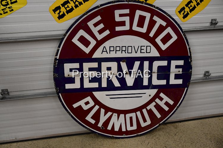 DeSoto Plymouth  Approved Service Porcelain Sign