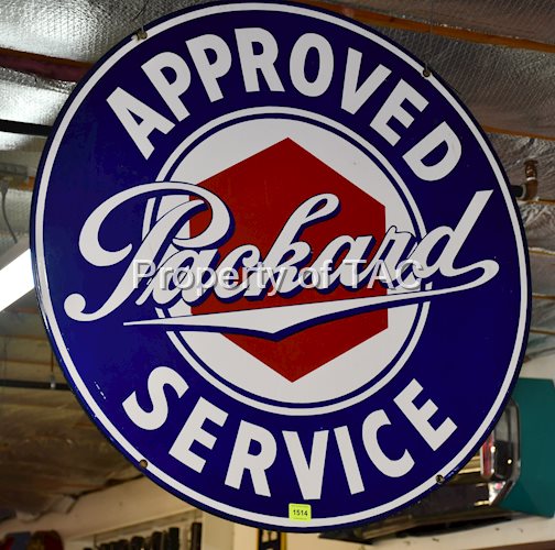 PACKARD APPROVED SERVICE W/LUG NUT LOGO DOUBLE-SIDED PORCELAIN SIGN