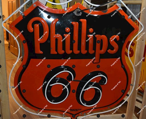 2-Phillips 66 (orange & black) Porcelain Neon Sign