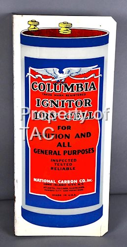 Columbia Ignitor Dry Cell w/Image Metal Flange Sign