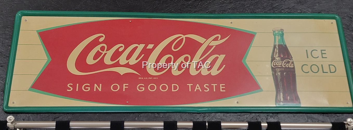 Coca-Cola "Sign of Good Taste" w/Bottle Metal Sign