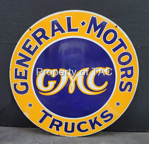 GMC General Motors  Trucks Double Sided Porcelain Sign
