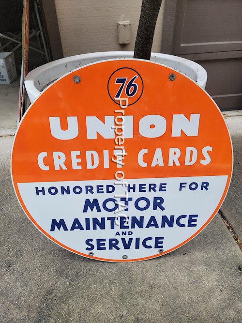 Union 76 Credit Cards Porcelain  Sign