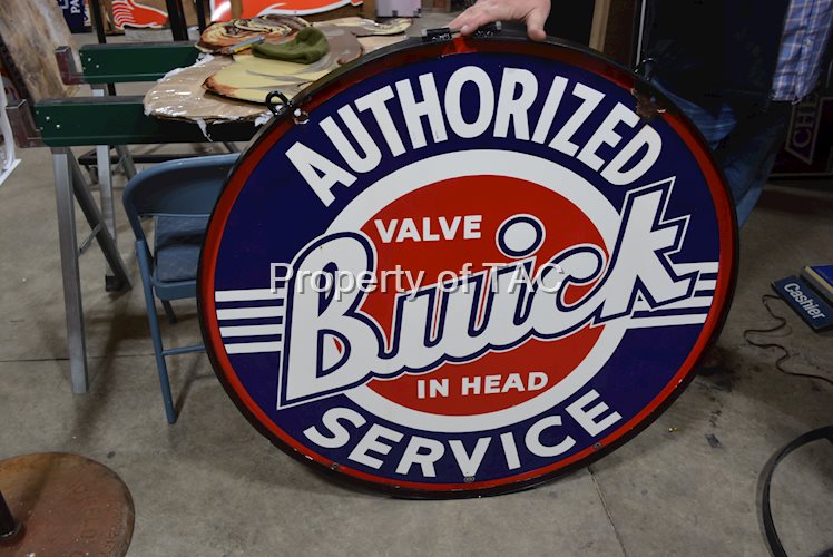 Buick Valve in Head Authorized Service Porcelain Sign (TAC)