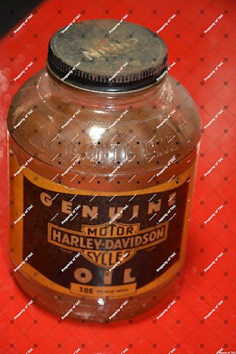 Harley Davidson Oil War Glass Jar with paper label
