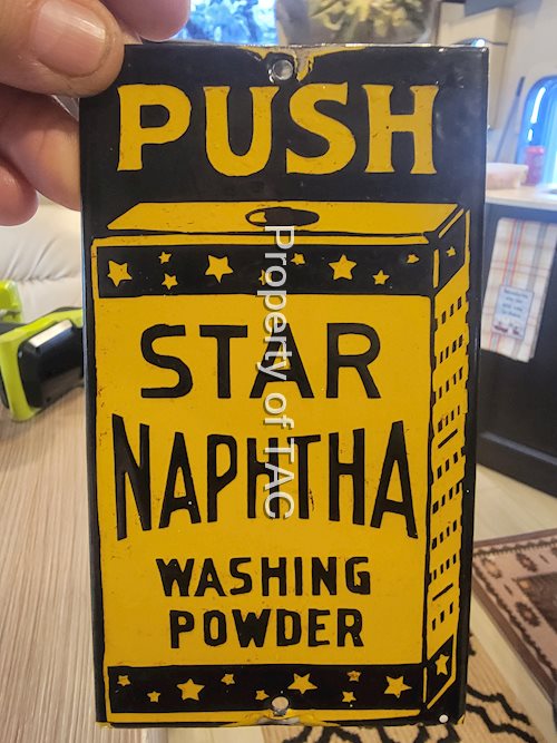 Star Naphtha Washing Powder Porcelain Door Push Sign