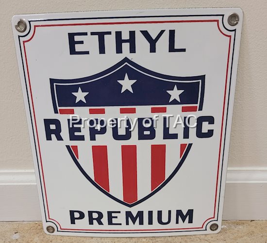 Republic Ethyl Premium Porcelain Pump Plate Sign