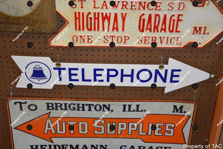 Telephone w/logo arrow sign
