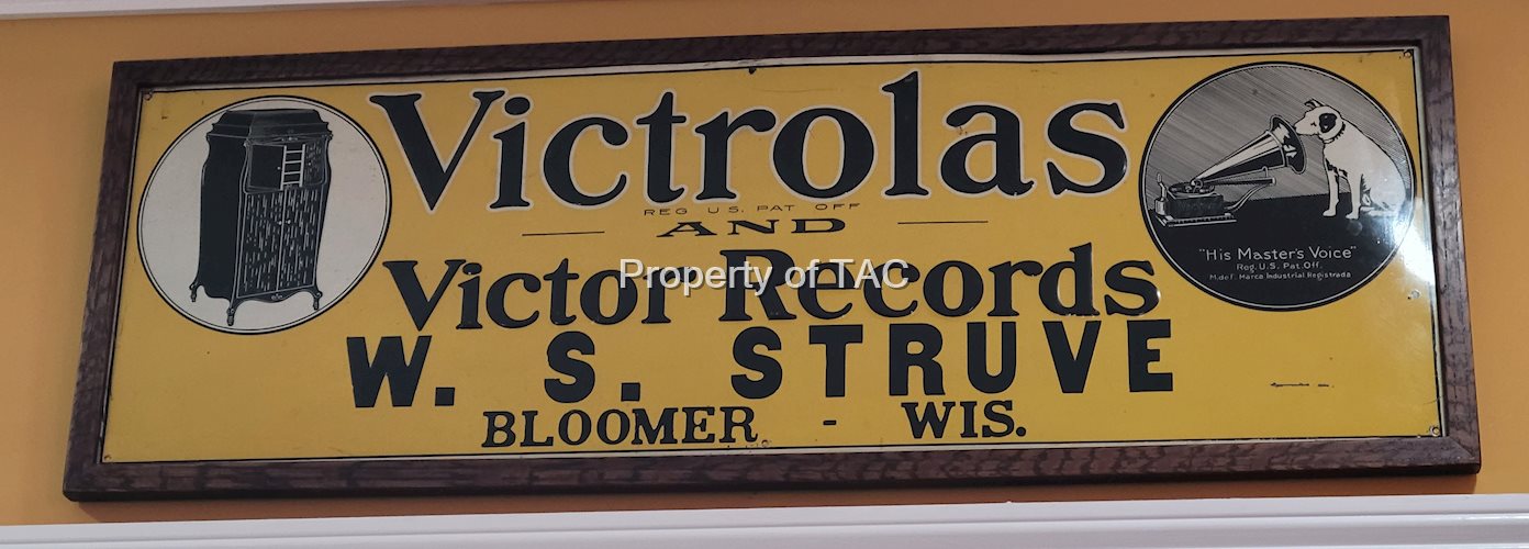 Victrolas and Victor Records Bloomer Wis Single Sided Tin Sign